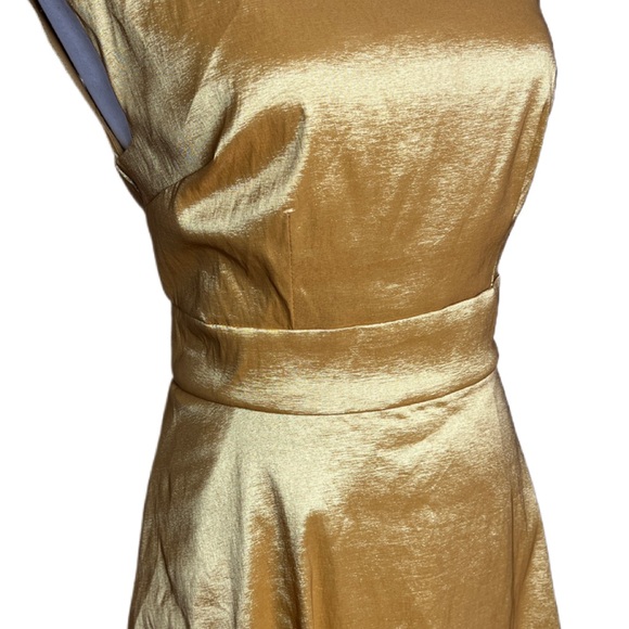 MODCLOTH‎ Women’s Size 8 Gold Fantastic Satin Sleeveless Fit & Flare Midi Dress - Picture 6 of 15